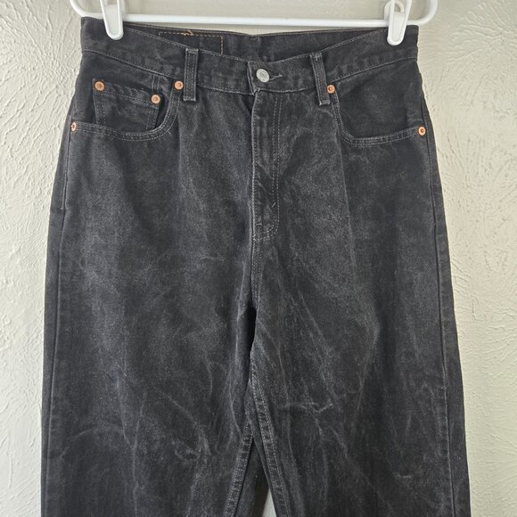 VTG Levi's 560 Straight Loose Fit Jeans 10 Tall High Waist Black Acid Wash Denim - Picture 3 of 11